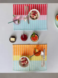 Remember Tisch- & Küchentextilien<2er-Set: Tischsets "Ben" in Hellblau/ Hellgrün/ Orange - (L)43,5 x (B)32 cm