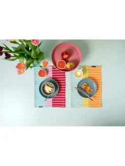 Remember Tisch- & Küchentextilien<2er-Set: Tischsets "Ben" in Hellblau/ Hellgrün/ Orange - (L)43,5 x (B)32 cm