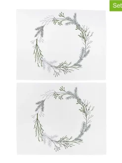 Butter Kings Tisch- & Küchentextilien<2er-Set: Tischsets "Christmas twigs" in Weiß/ Grün/ Grau - (L)35 x (B)45 cm