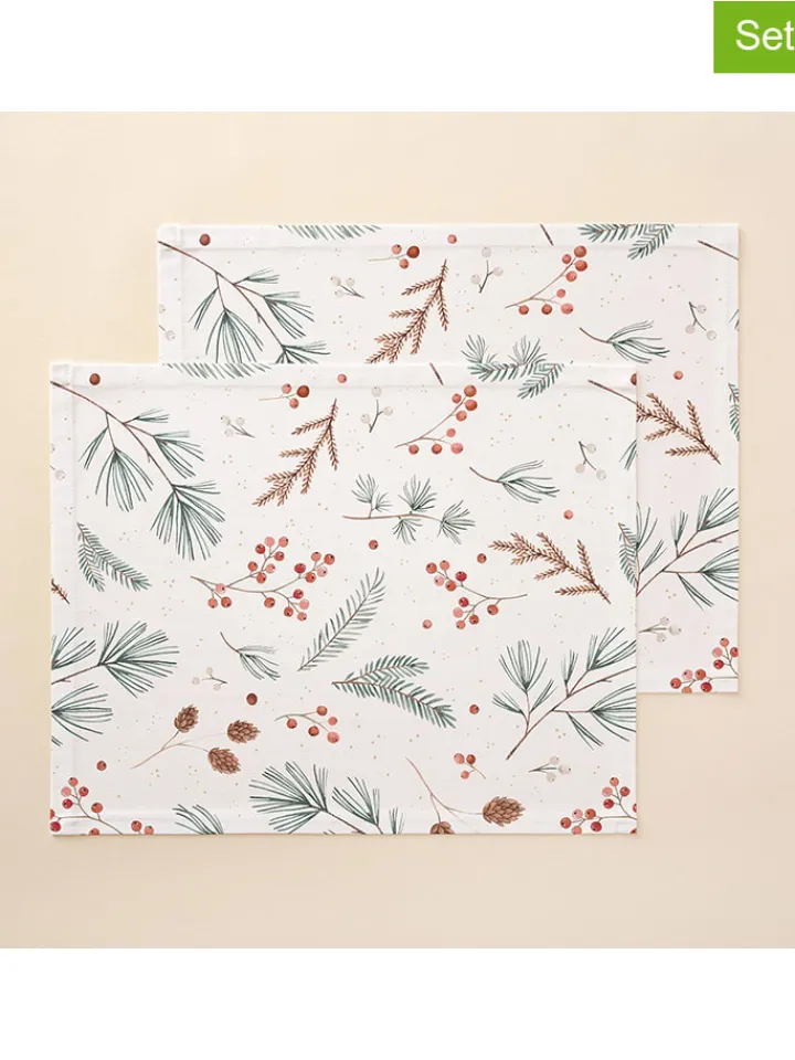Mint Rugs Tisch- & Küchentextilien<2er-Set: Tischsets "Christmas Bonte" in Weiß/ Grün - (L)50 x (B)40 cm