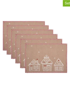 Clayre & Eef Tisch- & Küchentextilien<6er-Set: Tischsets in Beige - (L)22 x (B)48 cm