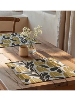 Mint Rugs Tisch- & Küchentextilien<2er-Set: Tischsets "Nekane" in Weiß/ Gelb/ Grau - (L)50 x (B)40 cm