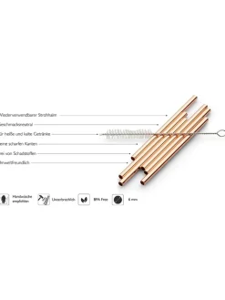 Echtwerk Gedeckter Tisch<6er-Set: Trinkhalme in Kupfer - (H)12 cm