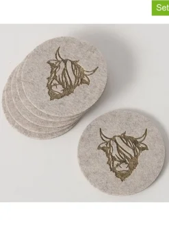 Boltze Aufbewahren & Servieren<6er-Set: Untersetzer "Manzo" in Beige - Ø 10 cm