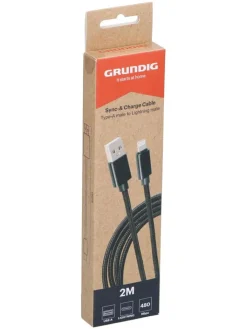GRUNDIG Technikzubehör<2er-Set: USB-A to Lightning-Kabel in Schwarz - (L)200 cm