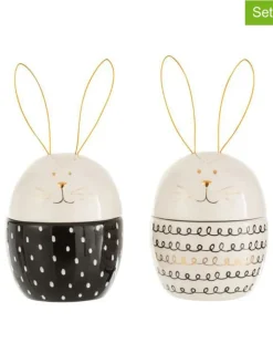 J Line Aufbewahren & Servieren<2er-Set: Vorratsdosen "Hase" in Schwarz/ Weiß - (H)19,5 x Ø 10,5 cm