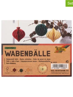 folia PAPER Kreativbedarf & Do-It-Yourself<3er-Set: Wabenbälle "Christmas" in Creme/ Rot/ Grün