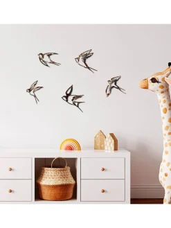 ABERTO DESIGN Wanddekoration<5er-Set: Wanddekore "Birds - 2"