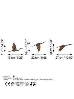 ABERTO DESIGN Wanddekoration<3er-Set: Wanddekore "Rusty Birds"