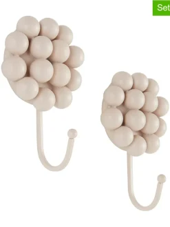 Jotex Weitere Haushaltshelfer<2er-Set: Wandhaken ''Benevento'' in Beige - (B)10,5 x (H)15,8 x (T)5,5 cm