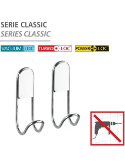 Wenko Badaccessoires<2er-Set: Wandhaken ''Classic'' in Silber - (L)9 cm