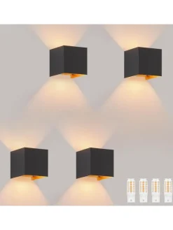 ZMH Wandleuchten<4er-Set Wandleuchte LED 1-flammige G9 in schwarzgold 3000K warmweiß IP65