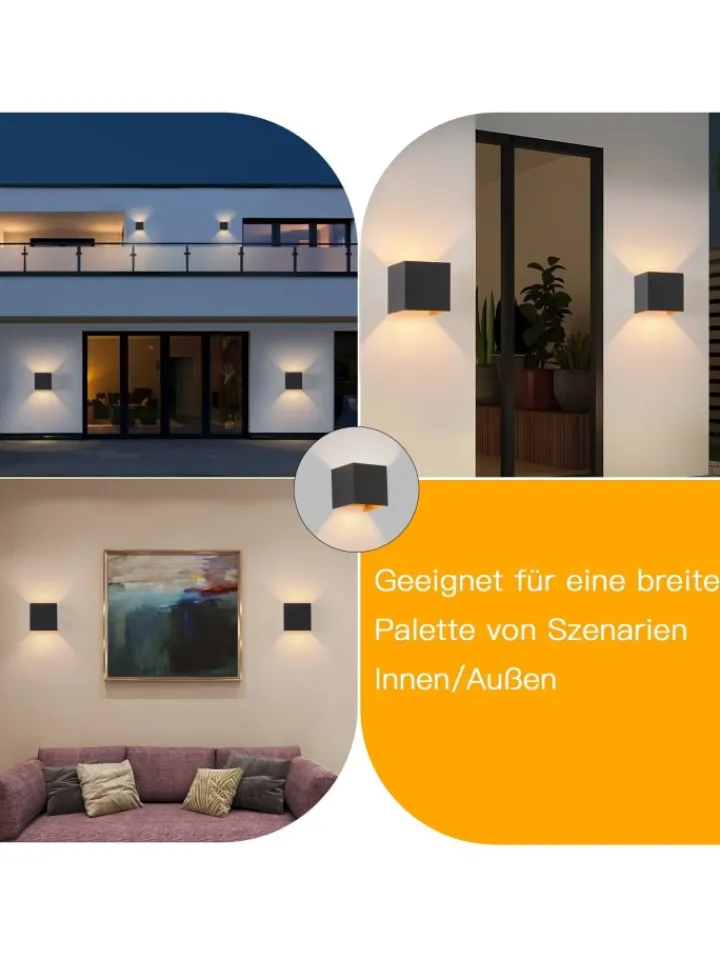 ZMH Wandleuchten<4er-Set Wandleuchte LED 1-flammige G9 in schwarzgold 3000K warmweiß IP65