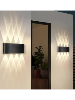 ZMH Wandleuchten<2er-Set Wandleuchte LED in schwarz Modern warmweiß 7W IP65 Up Down L 22cm