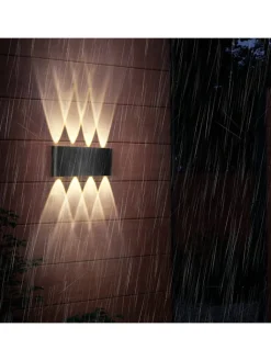 ZMH Wandleuchten<2er-Set Wandleuchte LED in schwarz Modern warmweiß 7W IP65 Up Down L 22cm