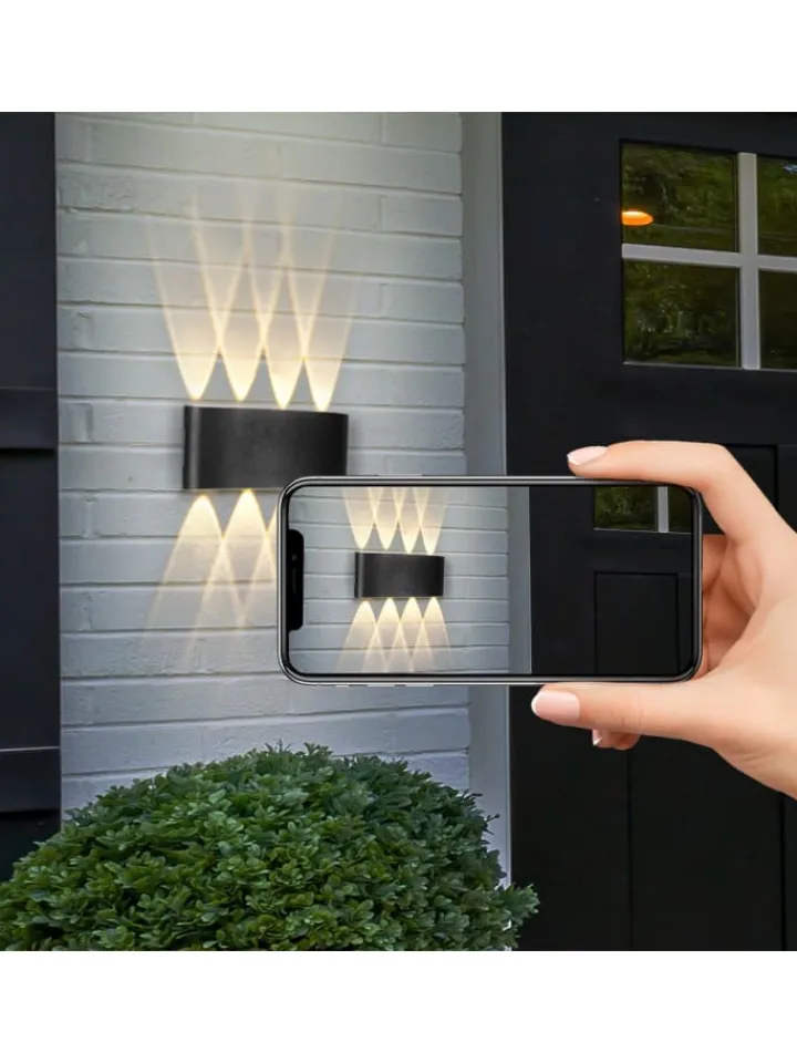 ZMH Wandleuchten<2er-Set Wandleuchte LED in schwarz Modern warmweiß 7W IP65 Up Down L 22cm
