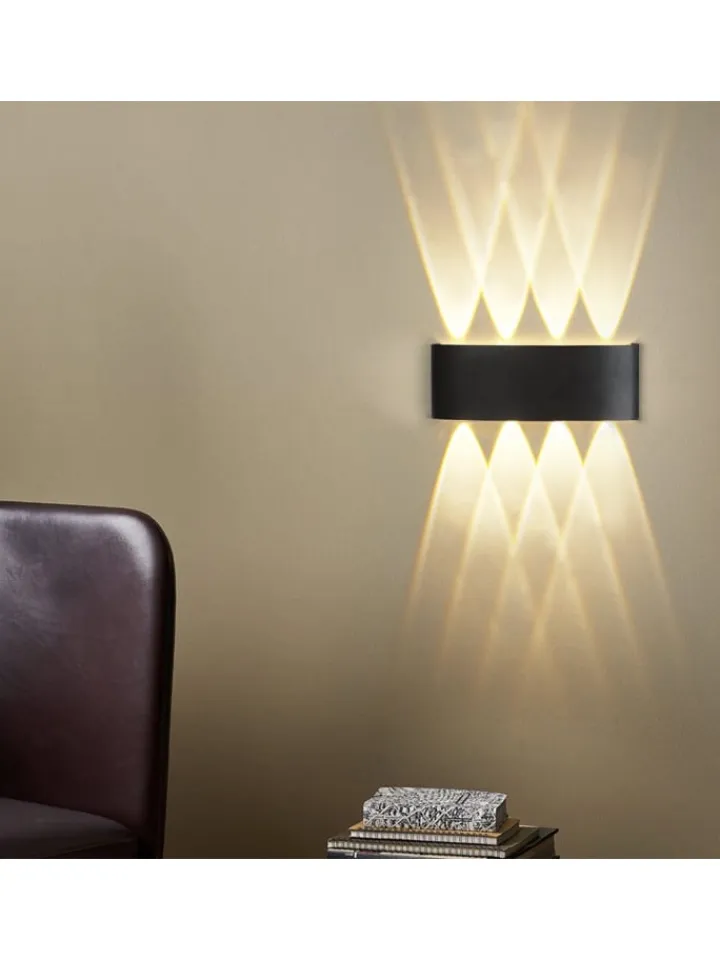 ZMH Wandleuchten<2er-Set Wandleuchte LED in schwarz Modern warmweiß 7W IP65 Up Down L 22cm