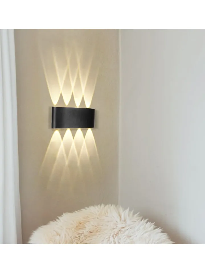 ZMH Wandleuchten<2er-Set Wandleuchte LED in schwarz Modern warmweiß 7W IP65 Up Down L 22cm