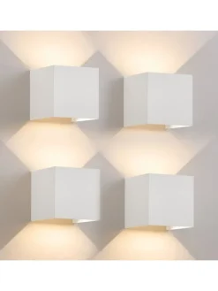 ZMH Wandleuchten<4er-Set Wandleuchte LED 5W in weiß modern 3000K warmweiß IP65