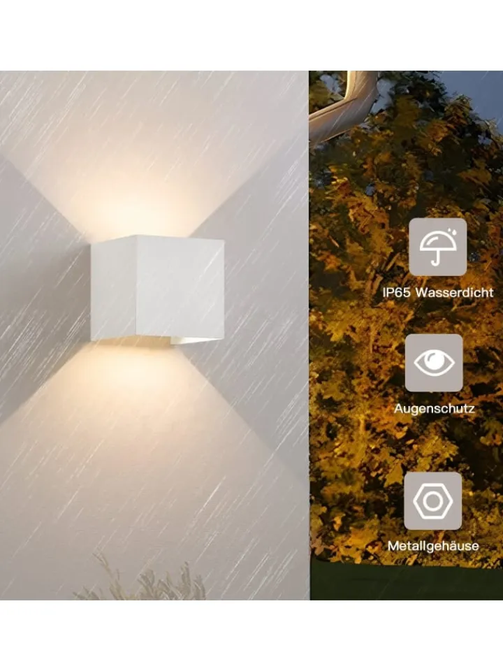 ZMH Wandleuchten<4er-Set Wandleuchte LED 5W in weiß modern 3000K warmweiß IP65