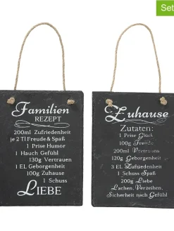 Boltze Wanddekoration<2er-Set: Wandschilder "Rezept" in Schwarz - (B)15 x (H)20 cm