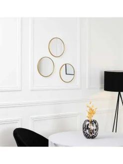 Rétro Chic Spiegel<3er-Set: Wandspiegel "Toronto" in Gold - Ø 26 cm