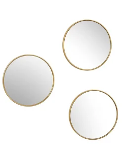 Rétro Chic Spiegel<3er-Set: Wandspiegel "Toronto" in Gold - Ø 26 cm
