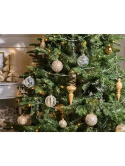 Beliani Künstliche Weihnachtsbäume<35er-Set Weihnachtsbaumkugeln BLING in Gold/Silber/Transparent