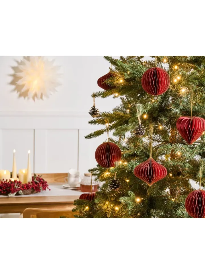 Beliani Künstliche Weihnachtsbäume<18er-Set Weihnachtsbaumkugeln SUSA in Rot