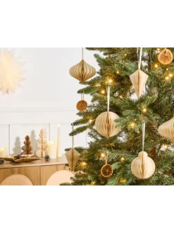 Beliani Künstliche Weihnachtsbäume<20er-Set Weihnachtsbaumkugeln JOLSTRA in Beige