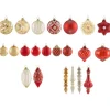 Beliani Künstliche Weihnachtsbäume<50er-Set Weihnachtsbaumkugeln SPARKLE in Rot/Gold