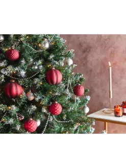Beliani Künstliche Weihnachtsbäume<6er-Set Weihnachtsbaumkugeln ARGENTIN in Rot