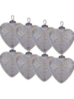 Beliani Künstliche Weihnachtsbäume<8er-Set Weihnachtsbaumkugeln FERIABLE in Grau/Gold/Silber