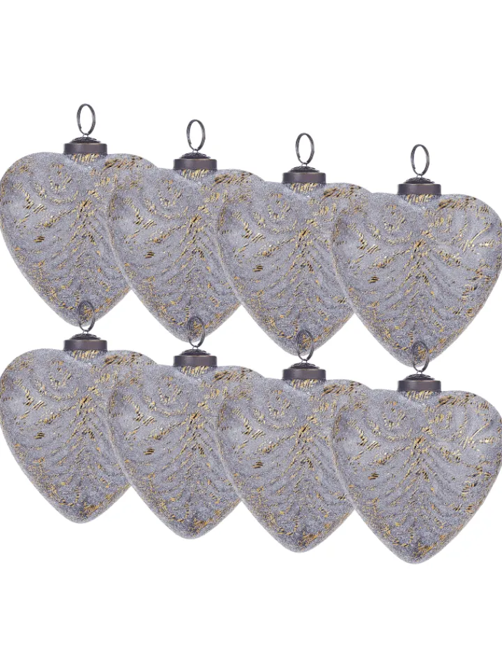 Beliani Künstliche Weihnachtsbäume<8er-Set Weihnachtsbaumkugeln FERIABLE in Grau/Gold/Silber