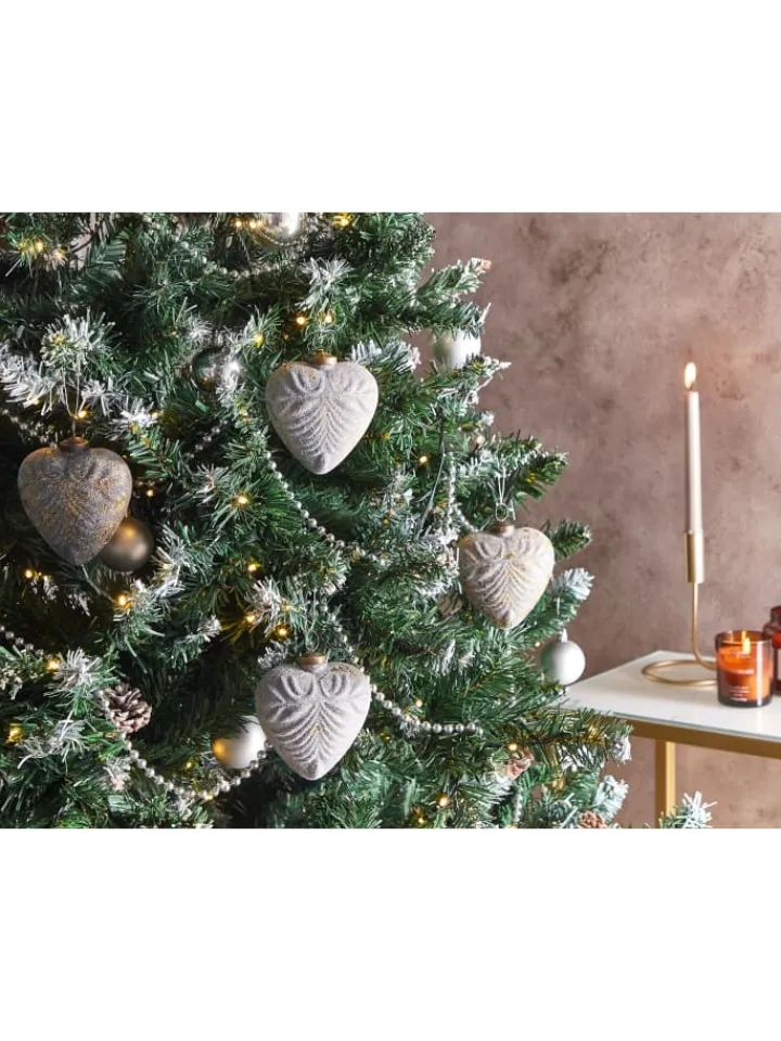Beliani Künstliche Weihnachtsbäume<8er-Set Weihnachtsbaumkugeln FERIABLE in Grau/Gold/Silber