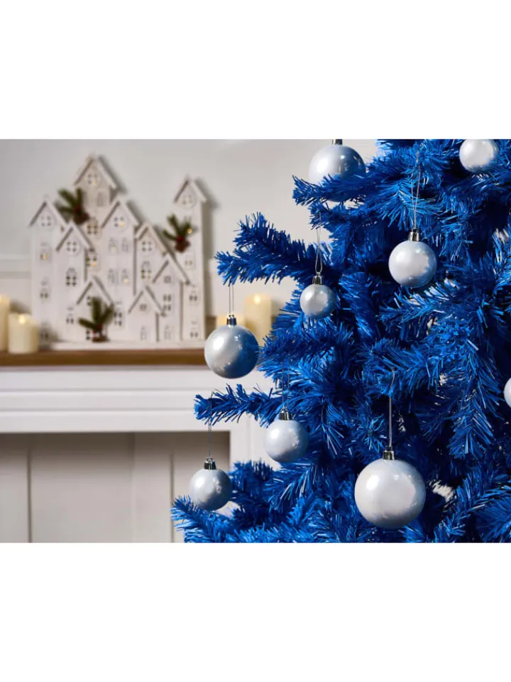 Beliani Künstliche Weihnachtsbäume<60er-Set Weihnachtsbaumkugeln TINNSJA in Silber