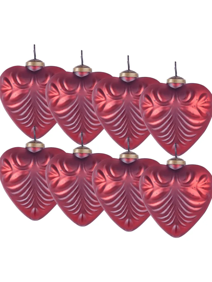Beliani Künstliche Weihnachtsbäume<8er-Set Weihnachtsbaumkugeln FERIABLE in Rot/Gold