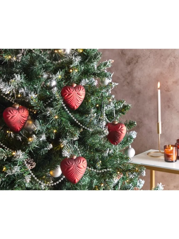 Beliani Künstliche Weihnachtsbäume<8er-Set Weihnachtsbaumkugeln FERIABLE in Rot/Gold