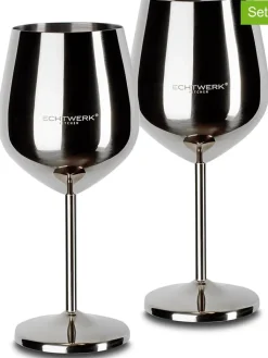 Echtwerk Gedeckter Tisch<2er-Set: Weingläser in Silber - 500 ml