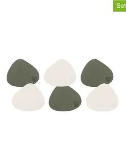 Björn Aufbewahren & Servieren<6er-Set: Wende-Untersetzer in Creme/ Grün - (L)13 x (B)11 cm
