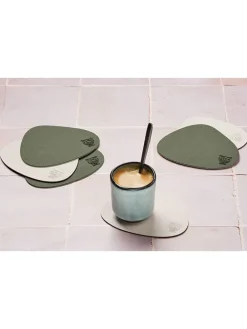 Björn Aufbewahren & Servieren<6er-Set: Wende-Untersetzer in Creme/ Grün - (L)13 x (B)11 cm
