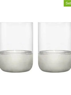 Blomus Kerzen, Vasen & Mehr<2er-Set: Windlichter "Calma" in Transparent/ Hellgrau - (H)9 x Ø 7 cm