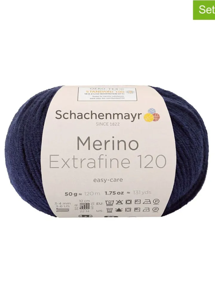 Schachenmayr since 1822 Kreativbedarf & Do-It-Yourself<10er-Set: Wollgarne ''Merino Extrafine 120'' in Dunkelblau - 10x 50 g
