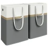 SONGMICS Wäschekörbe & -Ständer<2er-Set: Wäschekörbe in Dunkelgrau/ Weiß - (B)40 x (H)65 x (T)30 cm