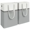 SONGMICS Wäschekörbe & -Ständer<2er-Set: Wäschekörbe in Grau/ Weiß - (B)40 x (H)65 x (T)30 cm