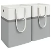 SONGMICS Wäschekörbe & -Ständer<2er-Set: Wäschekörbe in Grau/ Weiß - (B)45 x (H)65 x (T)40 cm