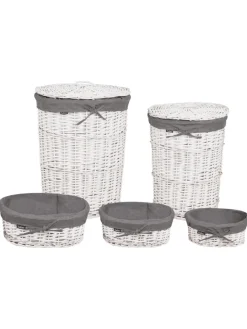 Beliani Wäschekörbe & -Ständer<1er-Set Wäschekörbe VAKARI in Grau/Weiß