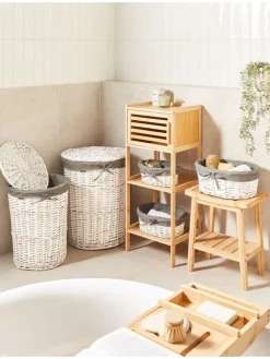 Beliani Wäschekörbe & -Ständer<1er-Set Wäschekörbe VAKARI in Grau/Weiß