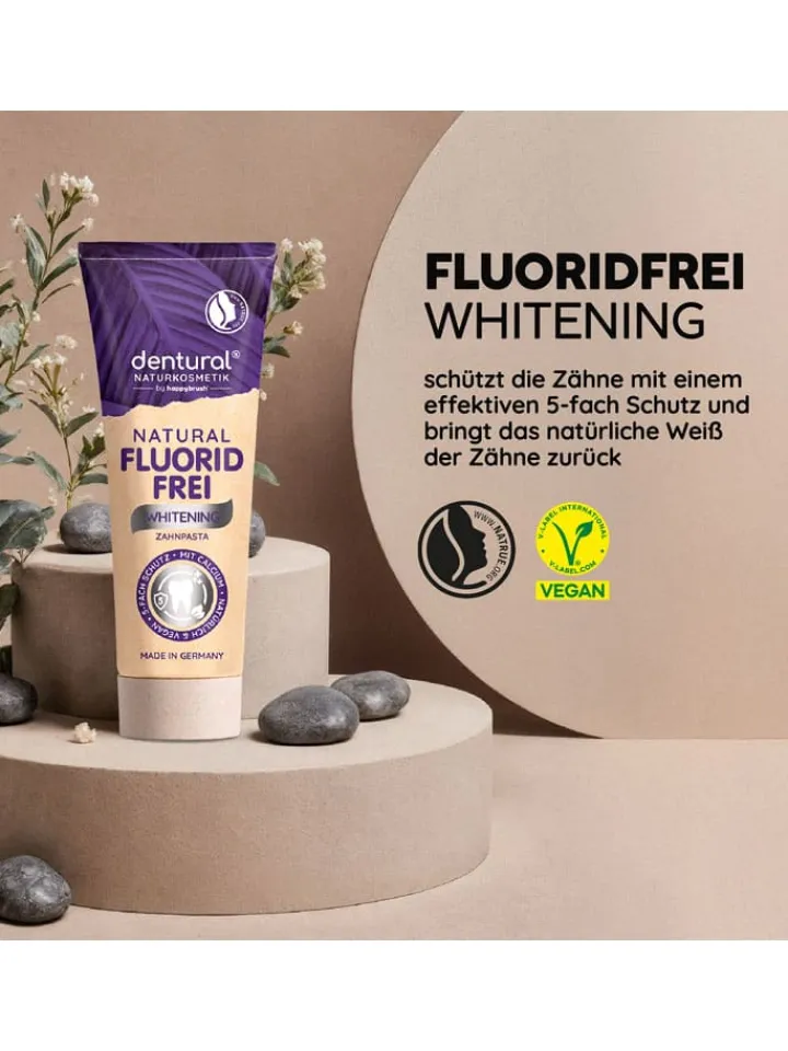 happybrush Zahn & Mundpflege<2er-Set: Zahnpasta "Dentural Whitening Fluoridfree Toothpaste" - 2 x 75 ml