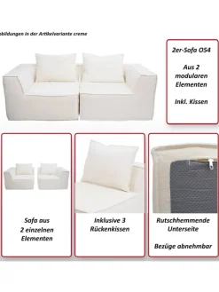 MCW Möbel-Sets<2er-Sofa O54, Creme